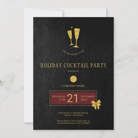 Gold Logo Barber Shop Christmas Open House Party Kaart (Voorkant)