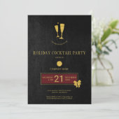 Gold Logo Barber Shop Christmas Open House Party Kaart (Staand voorkant)