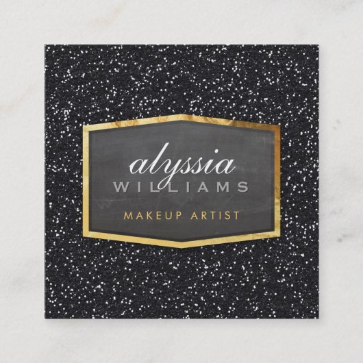 GOLD LOGO classy elegante glitter sprankelend zwar Vierkante Visitekaartje (Voorkant)