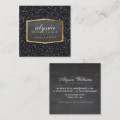GOLD LOGO classy elegante glitter sprankelend zwar Vierkante Visitekaartje (Voorkant / Achterkant)