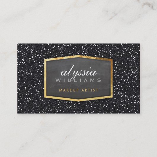 GOLD LOGO classy elegante glitter sprankelend zwar Visitekaartje (Voorkant)