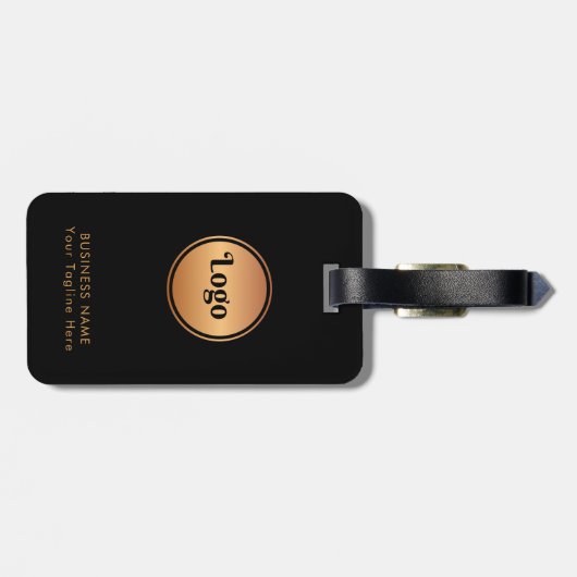 Gold Logo & Custom Text Business Company Branded Bagagelabel (Achterkant horizontaal)