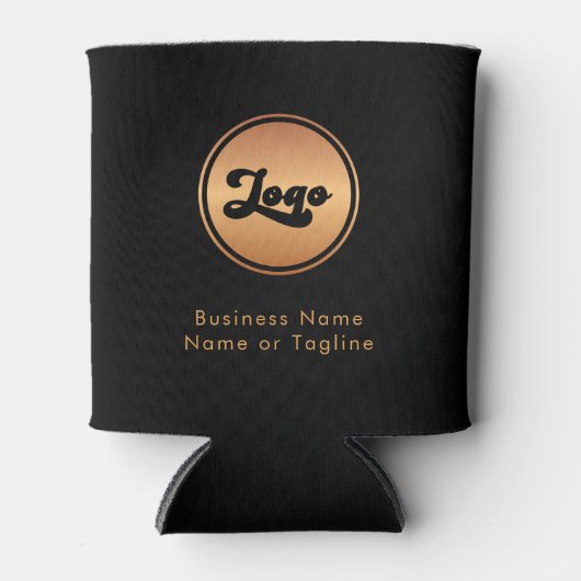 Gold Logo & Custom Text Business Company Branded Blikjeskoeler (Voorkant)