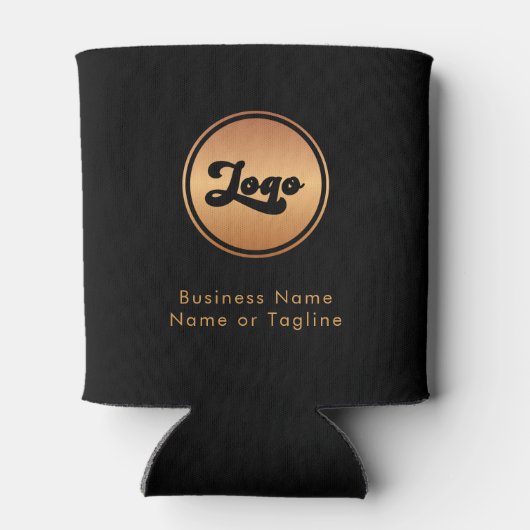 Gold Logo & Custom Text Business Company Branded Blikjeskoeler (Achterkant)