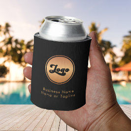 Gold Logo & Custom Text Business Company Branded Blikjeskoeler