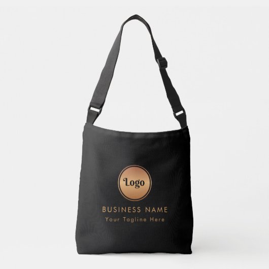 Gold Logo & Custom Text Business Company Branded Crossbody Tas (Voorkant)