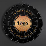 Gold Logo & Custom Text Business Company Branded Dartbord<br><div class="desc">Dit stijlvolle dart-bord is geweldig voor uw zakelijke/promotionele behoeften! Voeg gemakkelijk uw logo en douanetekst toe door op de "personalize"optie te klikken.</div>