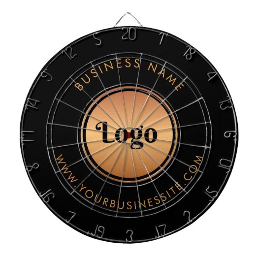 Gold Logo & Custom Text Business Company Branded Dartbord (Voorkant)