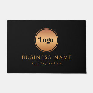 Gold Logo & Custom Text Business Company Branded Deurmat
