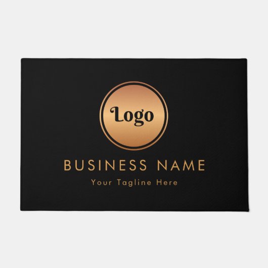 Gold Logo & Custom Text Business Company Branded Deurmat (Voorkant)