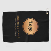 Gold Logo & Custom Text Business Company Branded Golfhanddoek (Horizontaal)