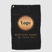 Gold Logo & Custom Text Business Company Branded Golfhanddoek (Voorkant)