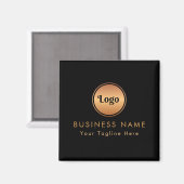 Gold Logo & Custom Text Business Company Branded Magneet (Voorkant / Achterkant)