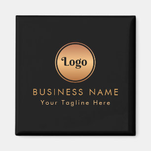 Gold Logo & Custom Text Business Company Branded Magneet