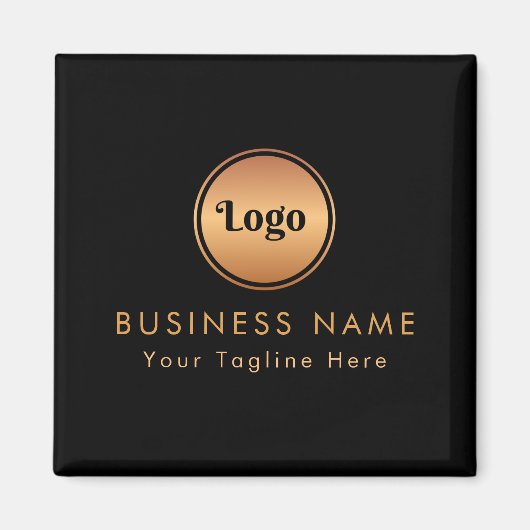Gold Logo & Custom Text Business Company Branded Magneet (Voorkant)