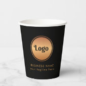 Gold Logo & Custom Text Business Company Branded Papieren Bekers (Voorkant)