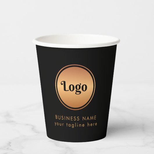 Gold Logo & Custom Text Business Company Branded Papieren Bekers (Voorkant)