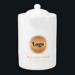 Gold Logo & Custom Text Business Company Branded Theepot<br><div class="desc">Deze elegante theepot zou geweldig zijn voor uw zakelijke / promotionele behoeften! Voeg eenvoudig uw logo en aangepaste tekst toe door op de optie "personaliseren" te klikken.</div>
