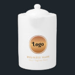 Gold Logo & Custom Text Business Company Branded Theepot<br><div class="desc">Deze elegante theepot zou geweldig zijn voor uw zakelijke / promotionele behoeften! Voeg eenvoudig uw logo en aangepaste tekst toe door op de optie "personaliseren" te klikken.</div>