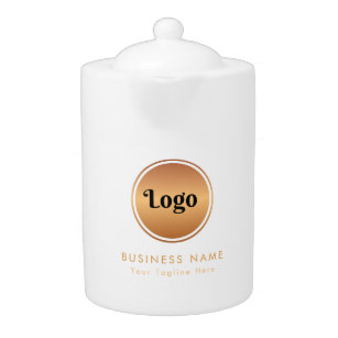 Gold Logo & Custom Text Business Company Branded Theepot