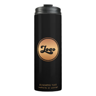 Gold Logo & Custom Text Business Company Branded Thermosbeker