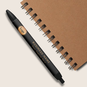 Gold Logo & Custom Text Business Company Branded Zwarte Inkt Pen