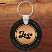 Gold Logo & Custom Text Website Business Company Sleutelhanger (Voorkant)