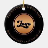 Gold Logo & Custom Text Zakelijk Ornament (Achterkant)