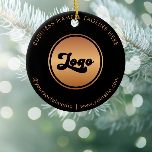 Gold Logo & Custom Text Zakelijk Ornament