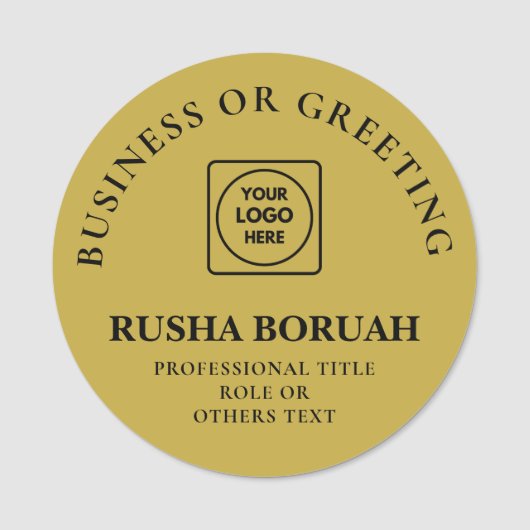 Gold Logo Employee Badge Printed nametags (Voorkant)