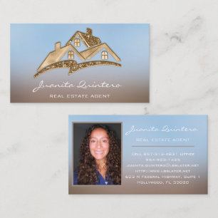 Gold Logo House Real Estate Agent Professional Visitekaartje