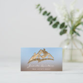 Gold Logo House Real Estate Agent Professional Visitekaartje (Staand voorkant)