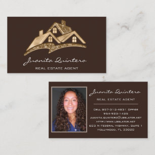 Gold Logo House Real Estate Agent Professional Visitekaartje