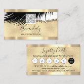 Gold Logo Qr Code 6 Punches 50% OFF Lashes Visitekaartje (Voorkant / Achterkant)