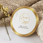 Gold Logo Real Estate Corporate Business Event Ronde Kartonnen Onderzetter<br><div class="desc">Creëer custom branded papier onderzetters met deze corporate White & Gold Business Logo papier Onderzetters. Met modern faux gold design met uw logo in het midden en aangepaste tekst. Een geweldige manier om uw bedrijf te promoten bij uw volgende evenement, zoals open huis, show, of zelfs gebruiken op vergaderingen etc....</div>
