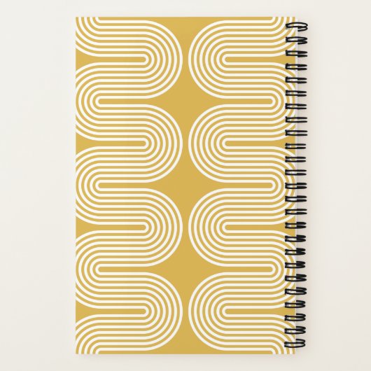 Gold Lombard Wavy Lines Modern Custom Notebook Notitieboek (Achterkant)