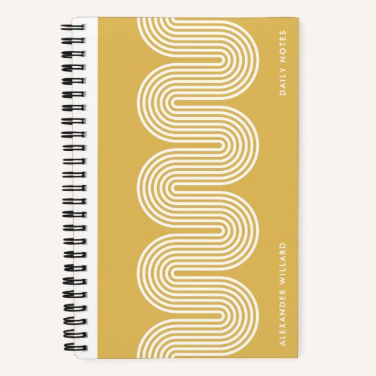 Gold Lombard Wavy Lines Modern Custom Notebook Notitieboek (Voorkant)