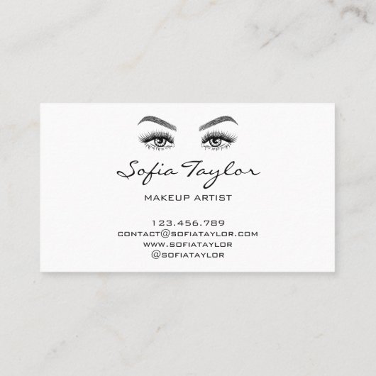 Gold Long Lashes Extension Make-up Artist Kaart Visitekaartje (Achterkant)