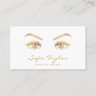 Gold Long Lashes Extension Makeup Artist Card Visitekaartje