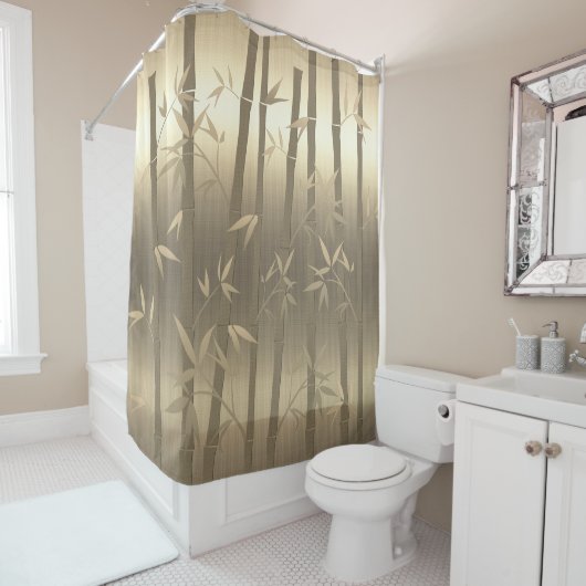 Gold Look Bamboo Plant Natuur Douchegordijn (In situ)