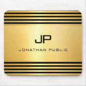 Gold look Black Modern Elegant Monogramed Muismat (Voorkant)