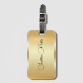 Gold Look Calligrafie Script Naam Aangepaste Sjabl Bagagelabel (Voorkant (verticaal))