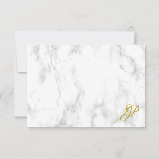 Gold look Calligraphy Monogram Marble Sjabloon (Achterkant)