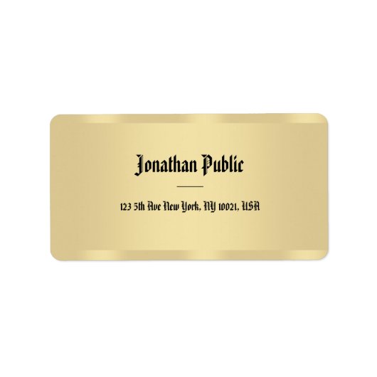 Gold look Classic Old Style Text Elegant Sjabloon Etiket (Voorkant)