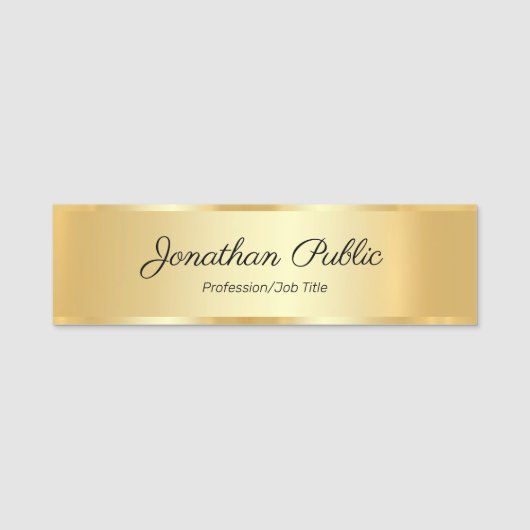 Gold Look Custom Calligraphy Script Sjabloon Naamplaatje (Voorkant)