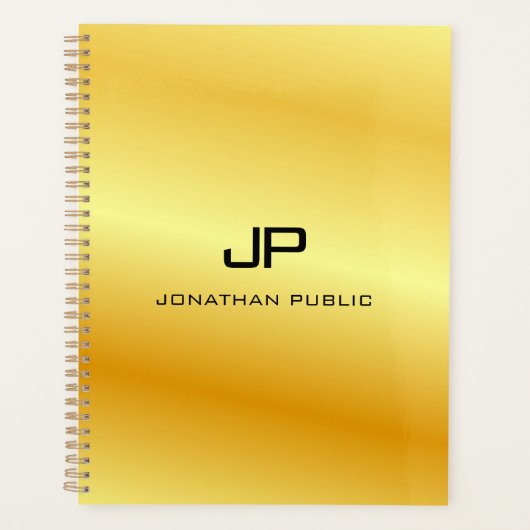 Gold Look Custom Glamour Monogram Sjabloon Planner (Voorkant)