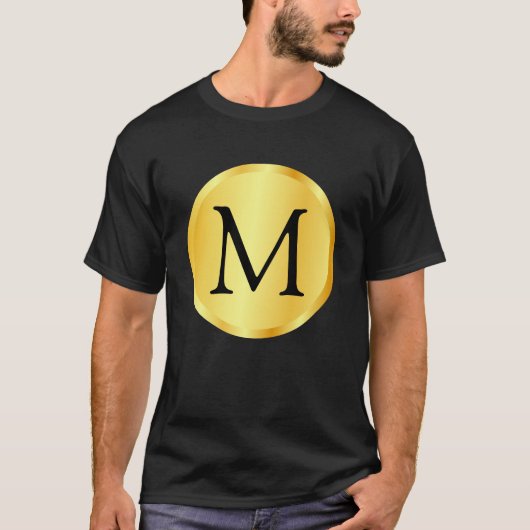 Gold look Elegant Black Trendy Monogram Sjabloon T-shirt (Voorkant)