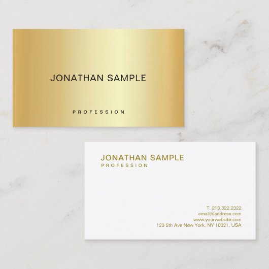 Gold look elegant eenvoudige Sjabloon Modern Trend Visitekaartje (Voorkant / Achterkant)