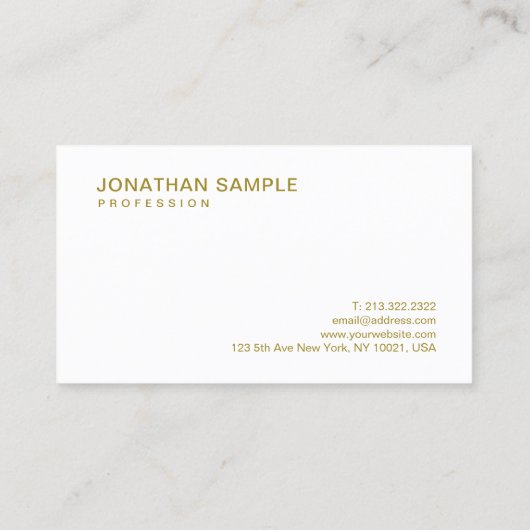 Gold look elegant eenvoudige Sjabloon Modern Trend Visitekaartje (Achterkant)