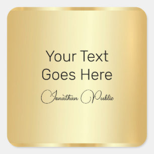 Gold Look Elegant Handgeschreven Script Sjabloon Vierkante Sticker